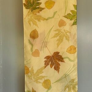 Handpainted Scarf Maple Leaves on Yellow, One-of-a-Kind Original Design